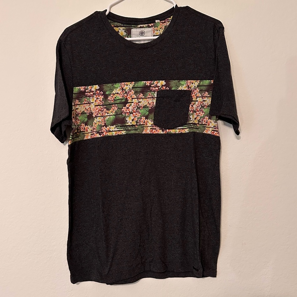 Grey Floral T-Shirt with Pocket